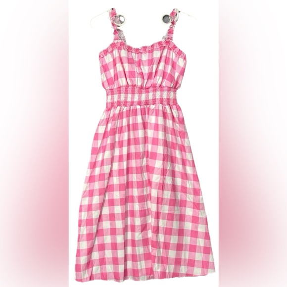 Dresses & Skirts - Barbie Pink Gingham Plaid Sz XL Ruched Waist Ruffles Barbiecore Cosplay Y2K